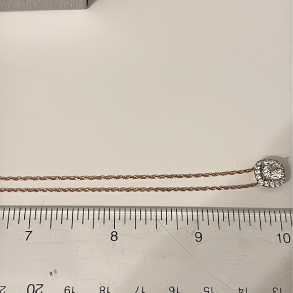 Zales Rose Gold and Silver Halo Pendant Necklace NWT - Picture 11 of 14